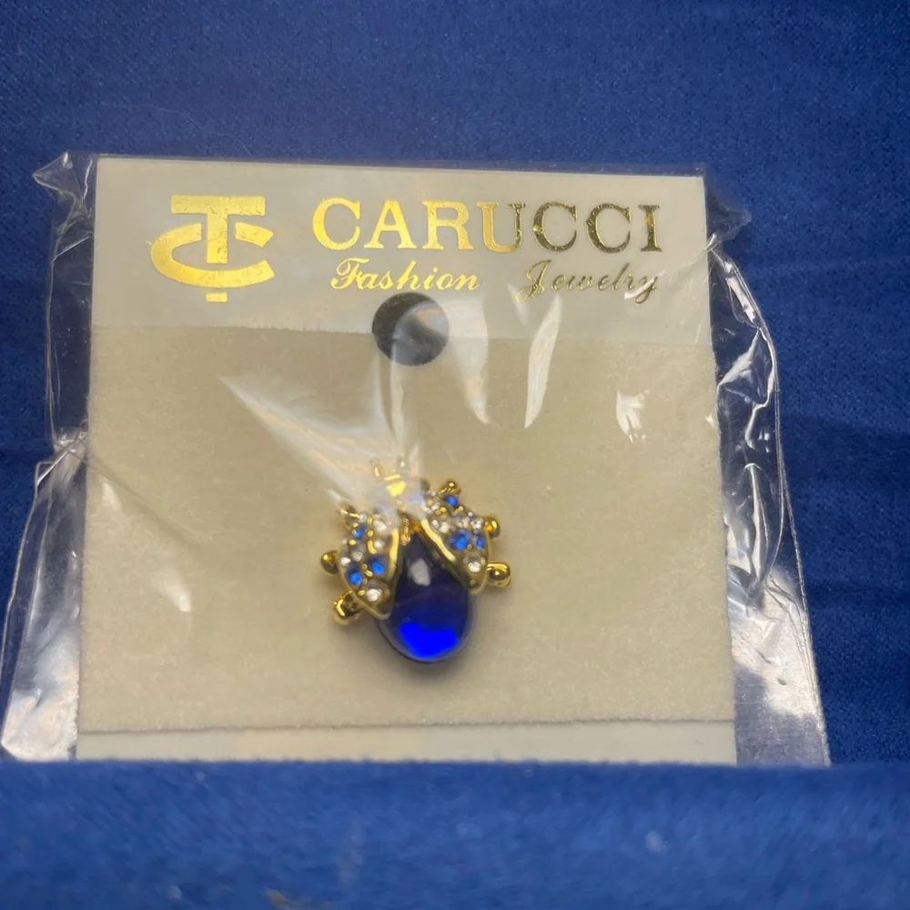 Lady bug pin Royal Blue Stone Jelly Belly brooch Carucci New